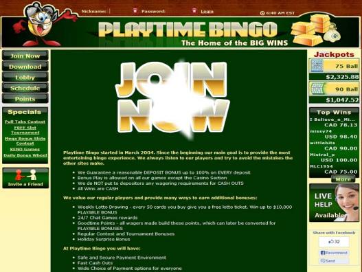 Play Time Bingo
